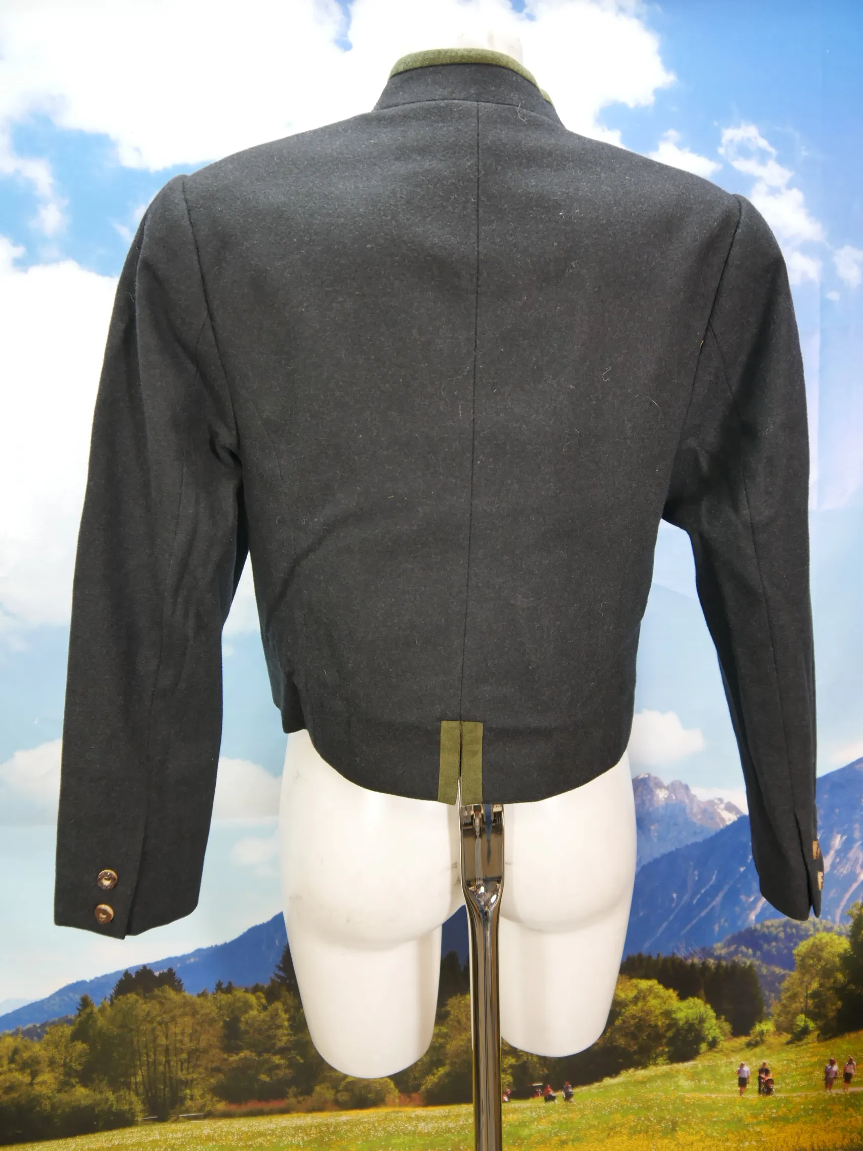 Alpen Loden schwarz Spencer mit Wienernaht fesche Trachtenjacke Jacke Gr.42