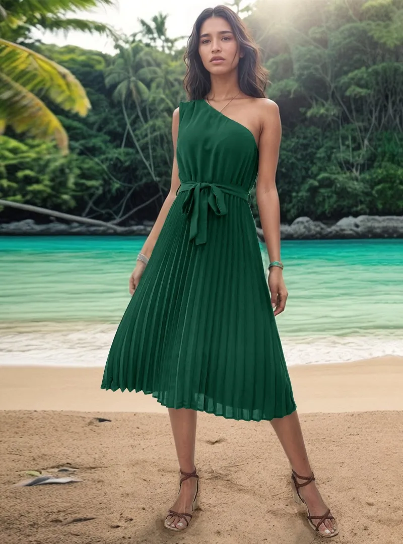 Asymmetrisches Kleid – Grün