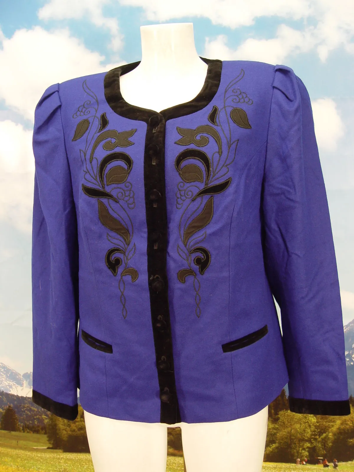 BAVARIA LODEN mit Besatz Dirndljacke orig. Vintage Janker Trachtenjacke Gr.44
