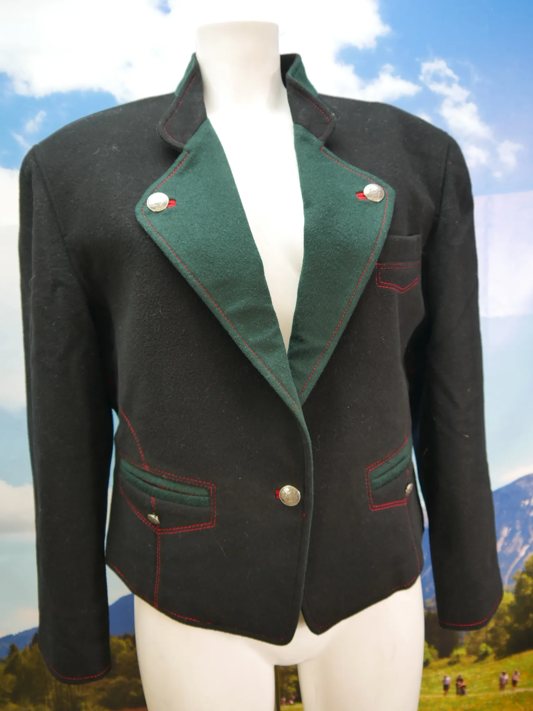 Cardiff faszinierend schwarzer Spencer süße Vintage Trachtenjacke Jacke Gr.40