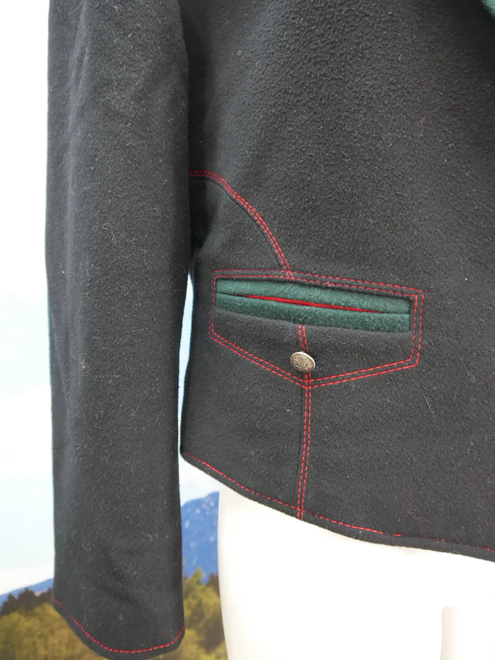 Cardiff faszinierend schwarzer Spencer süße Vintage Trachtenjacke Jacke Gr.40