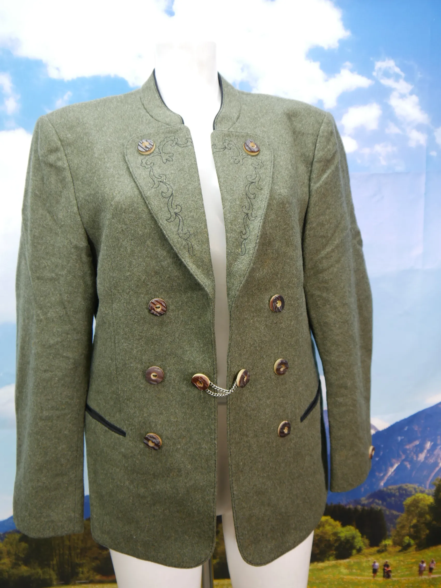 Echter Loden neuwertig grüner Janker mit Stickerei Trachtenjacke Jacke Gr.48