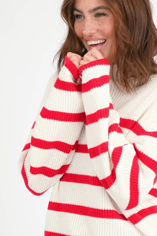 Gestreifter Pullover in Rot/Weiß