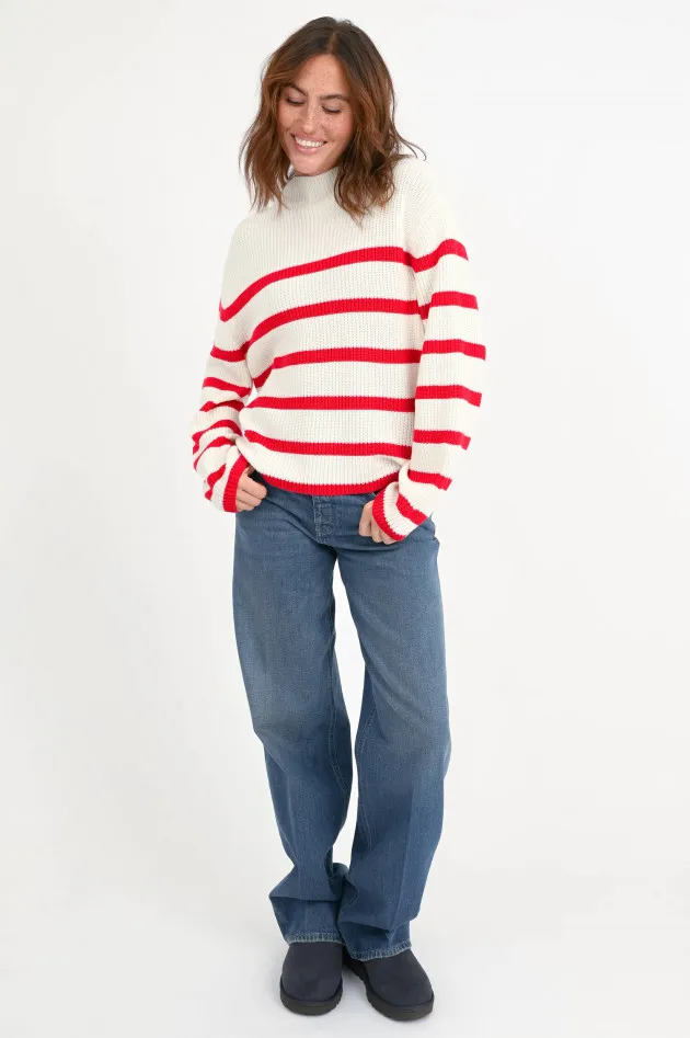 Gestreifter Pullover in Rot/Weiß