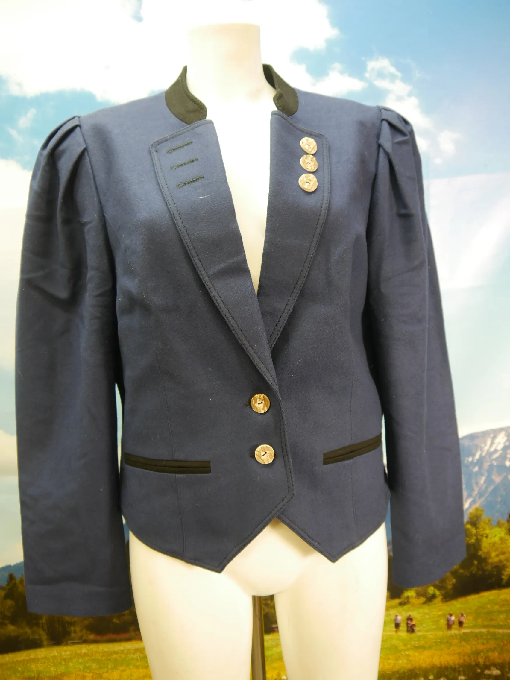 Hagro Austria Loden blau Spencer mit Wienernaht klasse Trachtenjacke Jacke Gr.44