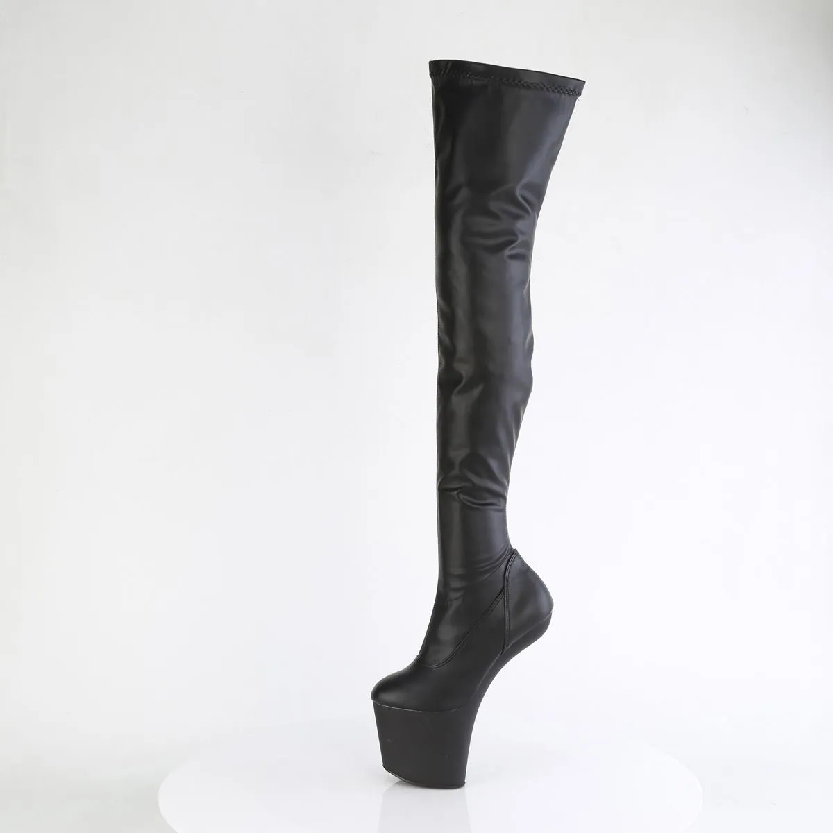 Heelless Overknee Stiefel CRAZE-3000 schwarz Kunstleder