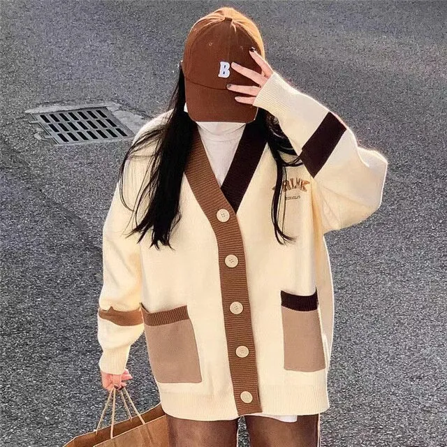 Heidi-Mode | Weste Oversized V-Ausschnitt Knopf Weste