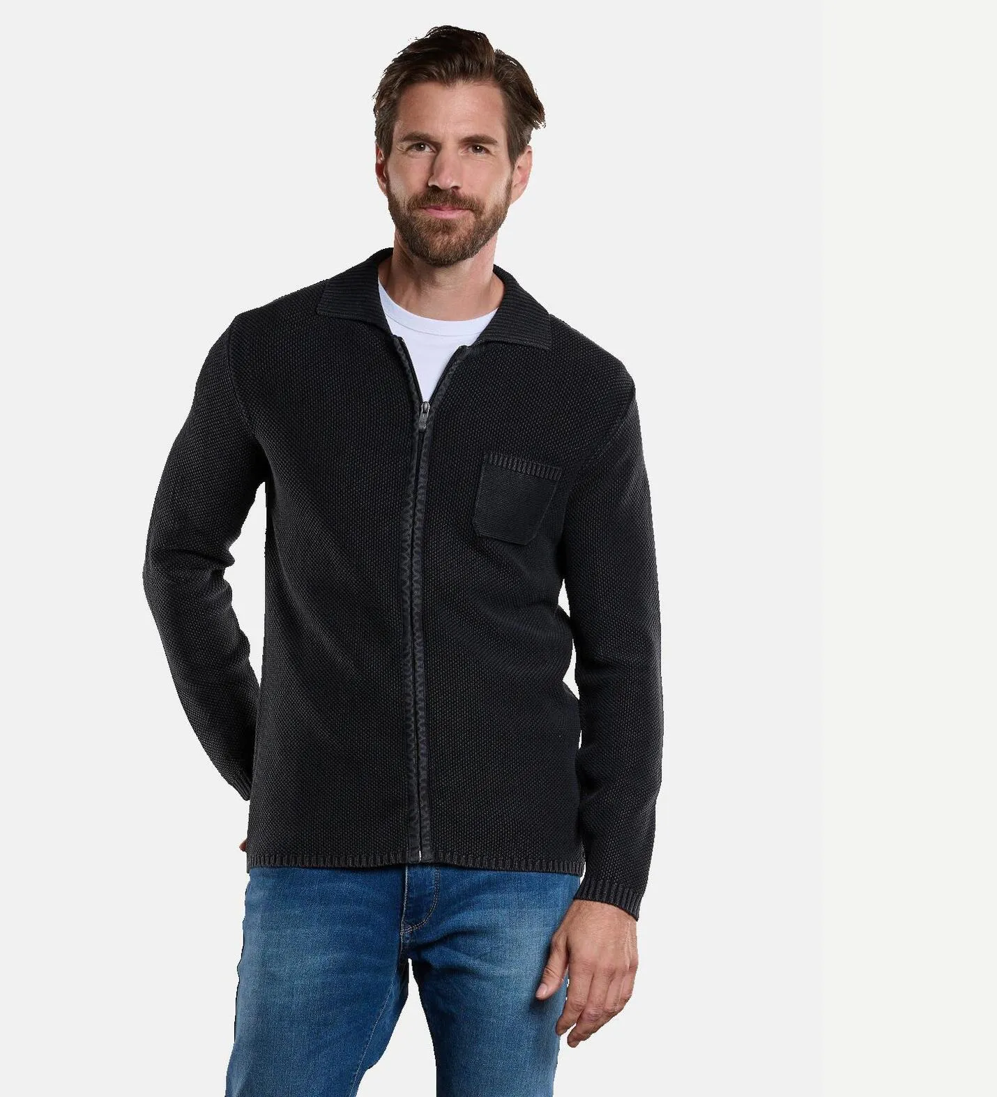Herren engbers Cardigan strukturiert in Grau kaufen 34136