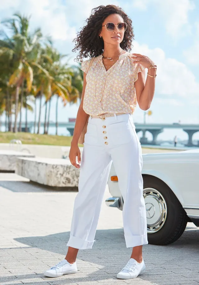 LASCANA Weite Jeans, mit aufgesetzten Taschen, Culotte-Jeans mit Stretchanteil