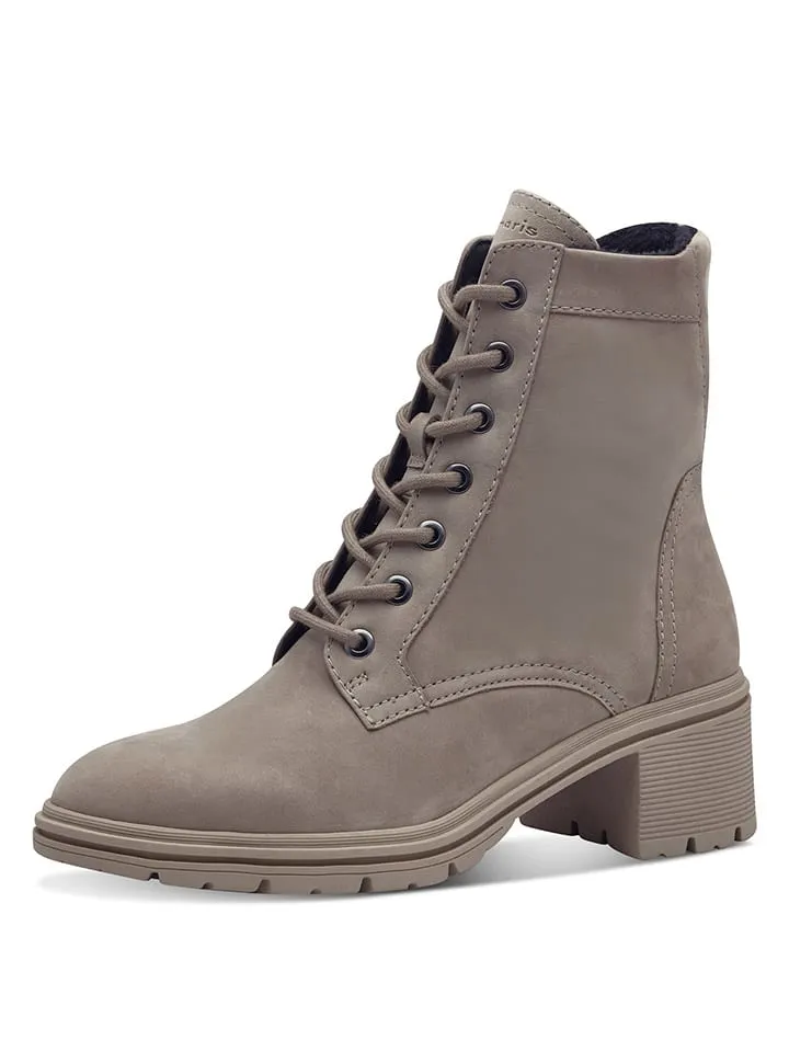 Leder-Boots in Beige
