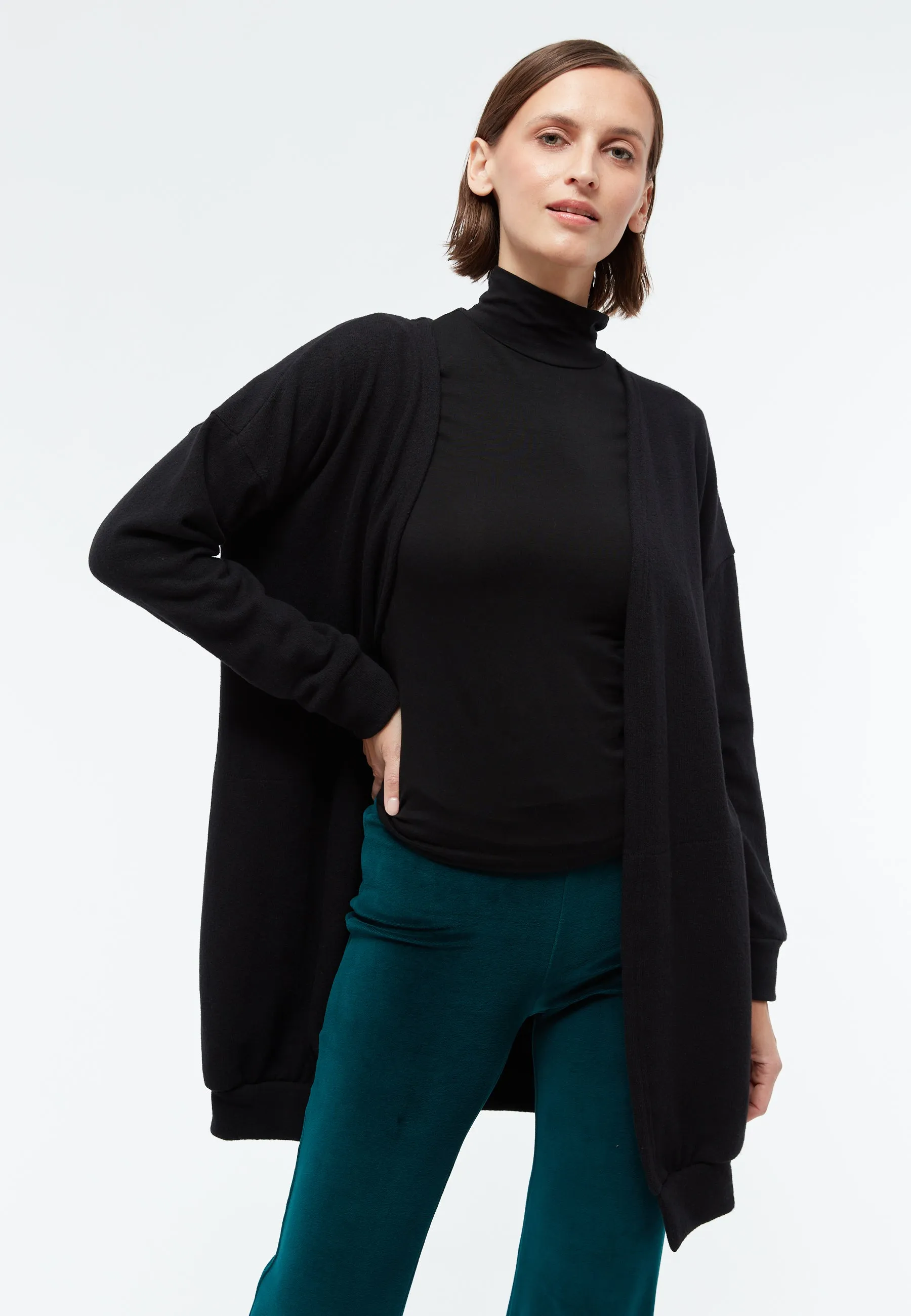 Long-Cardigan GBCara aus recycelter Baumwolle - Black