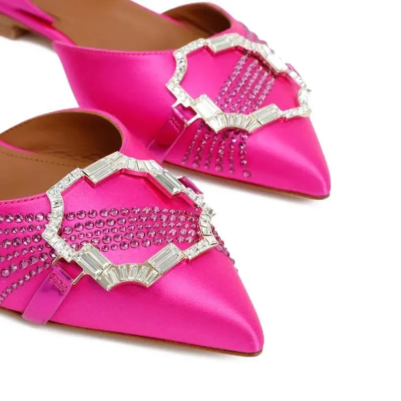   Malone Souliers  Fuchsia Satin Misha Flats Pink  Sandale 