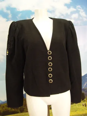 MEICO kurz schwarz weit geschnitten leichte Walkjacke Janker Trachtenjacke Gr.44