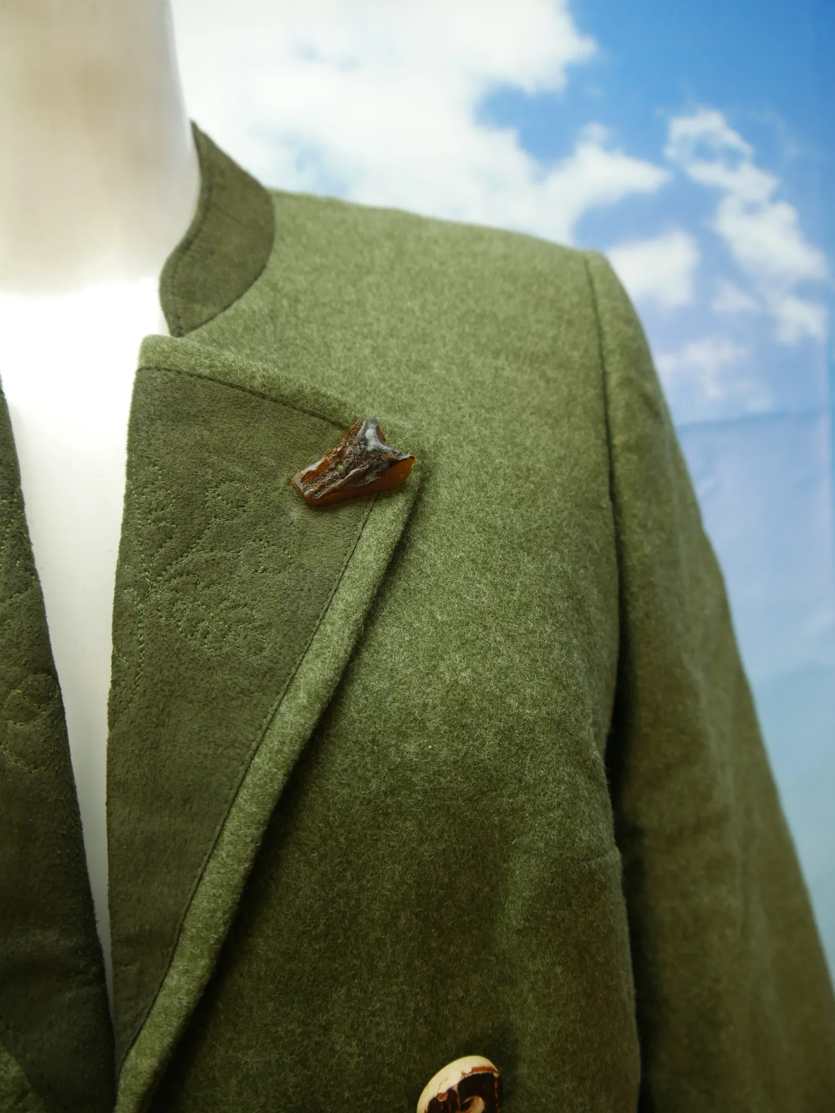Original Baur Loden grün Spencer mit Hirschhornknöpfe Trachtenjacke Jacke Gr.38