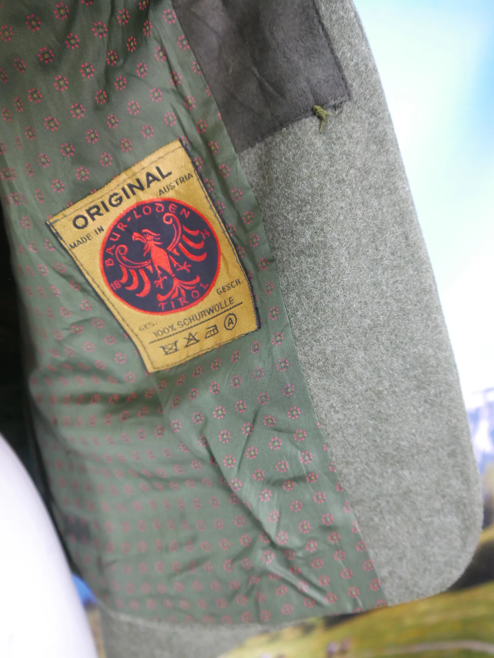 Original Baur Loden grün Spencer mit Hirschhornknöpfe Trachtenjacke Jacke Gr.38