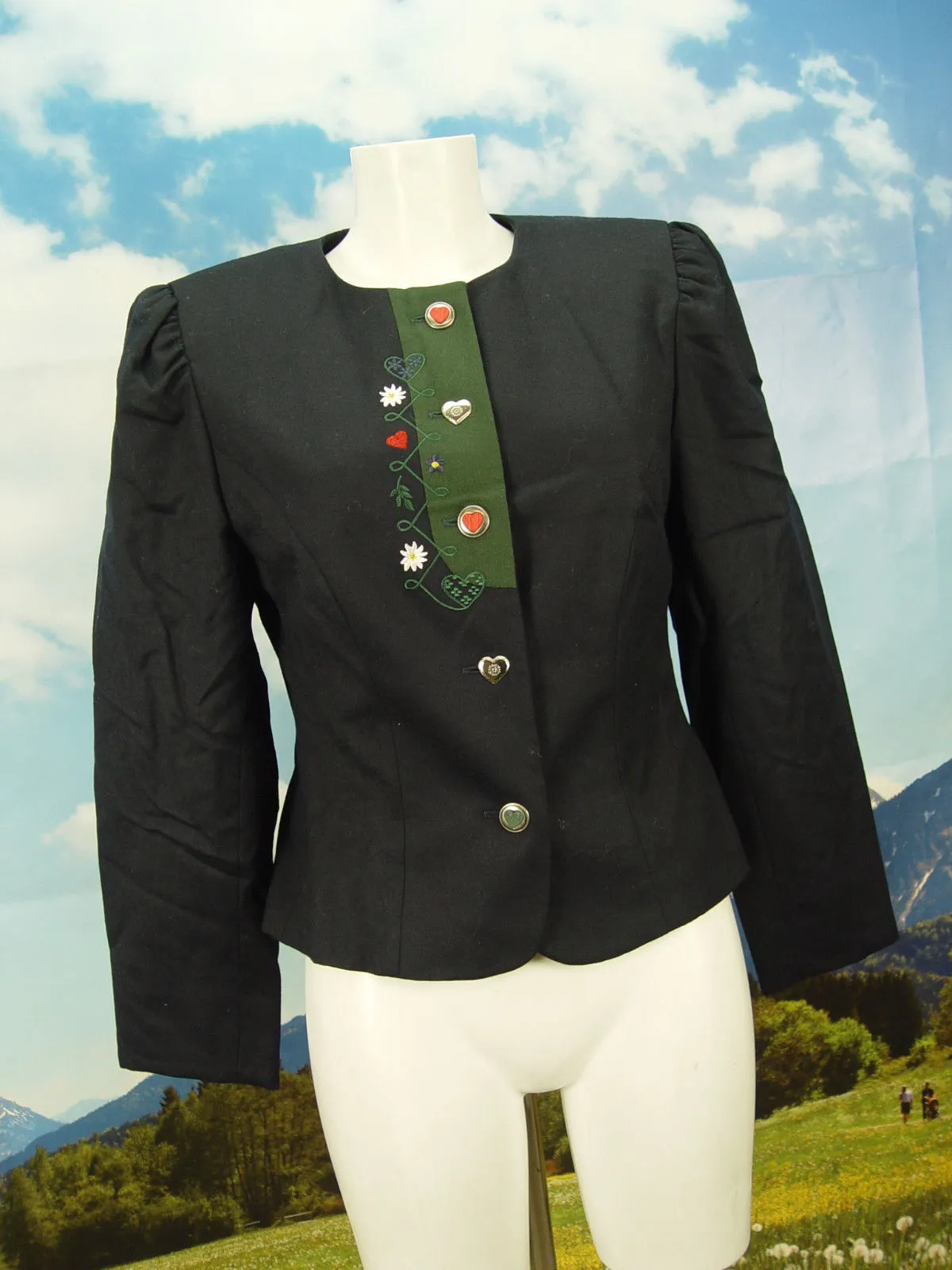 PETRESSA leichte Dirndljacke mit Stickere Loden Janker Jacke Trachtenjacke Gr.38