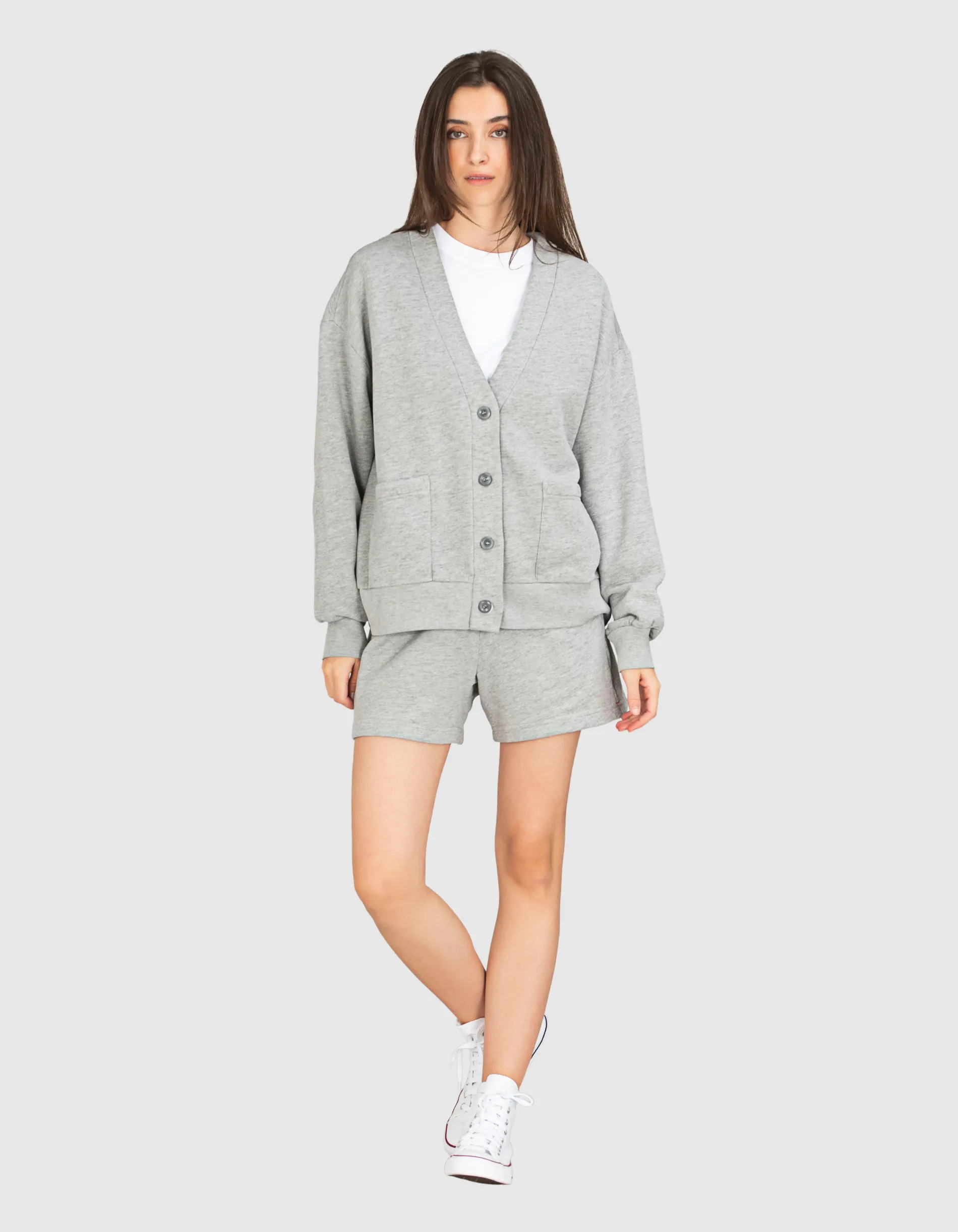 XIRENA Benny Heathergrey // Oversize Sweat-Cardigan