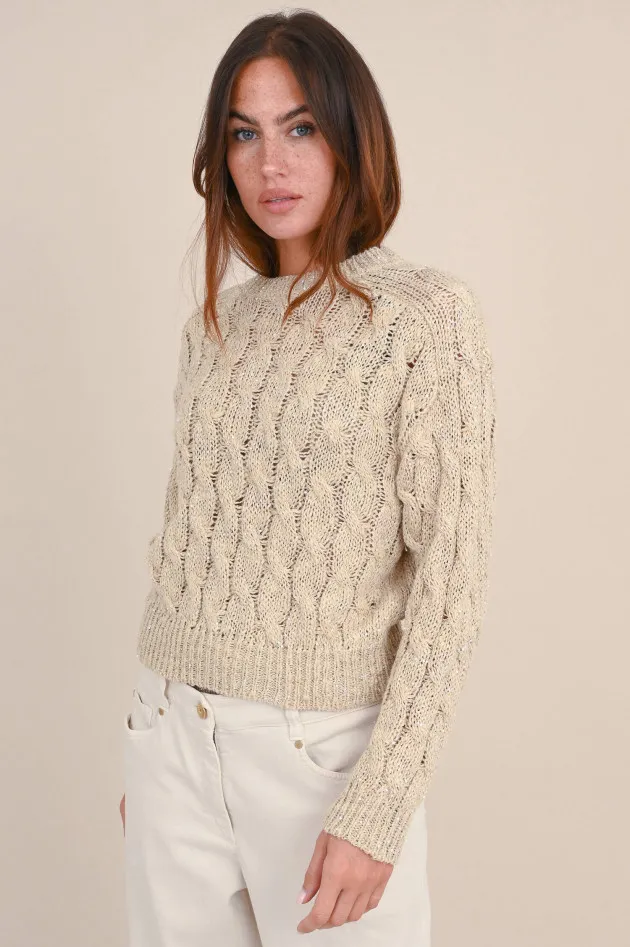 Zopfstrick Pullover in Beige